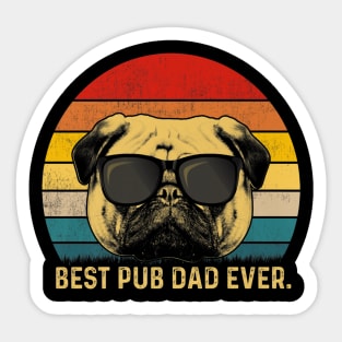 Mens Vintage Best Pug Dad Ever Father_s Day Gifts Premium Sticker